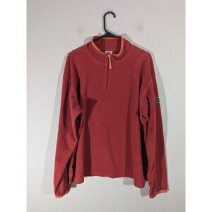 Life‎ Is Good Red Fleece 1/4 Zip Long Sleeve Pullover Sweatshirt Men Size L